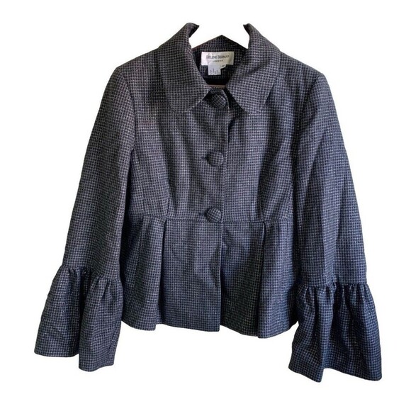 HELENE BERMAN Haute Couture Bell Cuff Tweed Shimmer Blazer Jacket Size:S - Picture 1 of 6